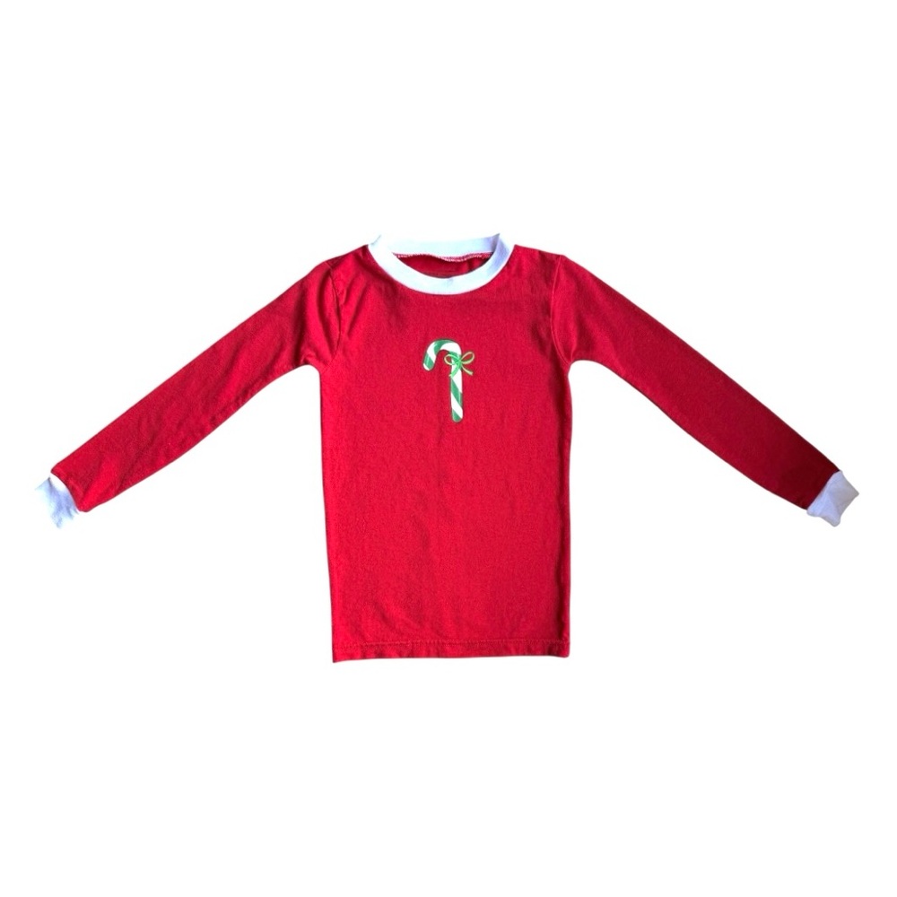 Christmas Red Candy Cane Festive Cotton Blend Kids Shirt Size 5